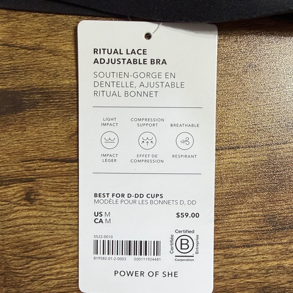 ATHLETA Ritual Lace Bra D/DD Black New with Tags Medium - Picture 3 of 4